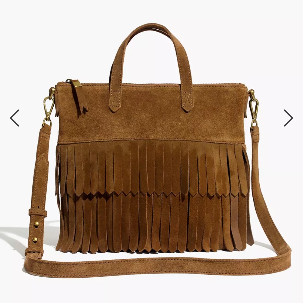 Madewell The Transport Crossbody Suede Fringe Edition Brown Fall Leather Bag